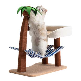 椰子树猫爬架猫窝猫抓柱一体吊床剑麻立式多层夏猫咪小型实木架子