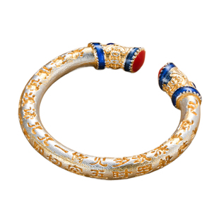 珐琅戒指女轻奢高级感装饰品9999纯银单人小众开口戒指足银银首饰