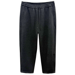 冬季新品大码女裤胖mm显瘦松紧腰小直筒裤加厚加绒保暖毛呢休闲裤