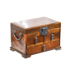 天纵阴沉木三抽嫁妆箱红木中式珠宝玉石收纳盒实木收藏送礼首饰盒