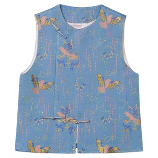 钱小萍宋锦十二星座天秤座圆领斜襟新中式国风马甲2025春新款