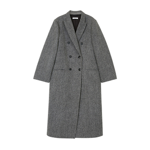 MRS Studios 英国HARRIS羊毛幻彩人字戗驳领麦尔登双排扣西装大衣