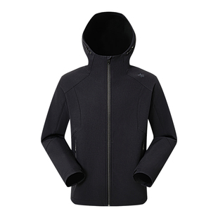 Desseilles冬季加绒软壳衣男户外冲锋衣防泼水运动连帽防风外套男