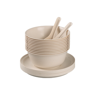 一次性餐具碗筷稻壳碗碟盘子碗盘套装食品级家用加厚户外饭碗露营