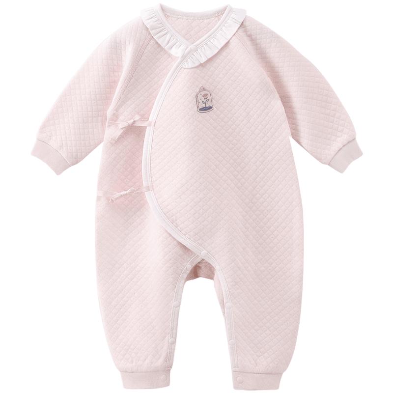 嫚熙婴儿连体衣新生儿纯棉保暖打底衣哈衣爬服