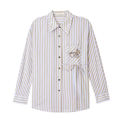 MSLAN商场同款宽松休闲条纹衬衫