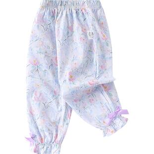 女童裤子夏季薄款小童宝宝纯棉印花休闲裤儿童婴儿新款束脚防蚊裤