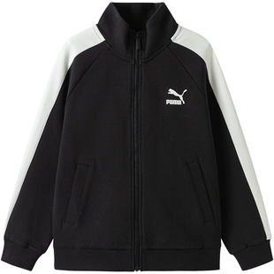 PUMA彪马童装儿童秋针织拉链外套休闲裤2件套T7复古运动潮流套装