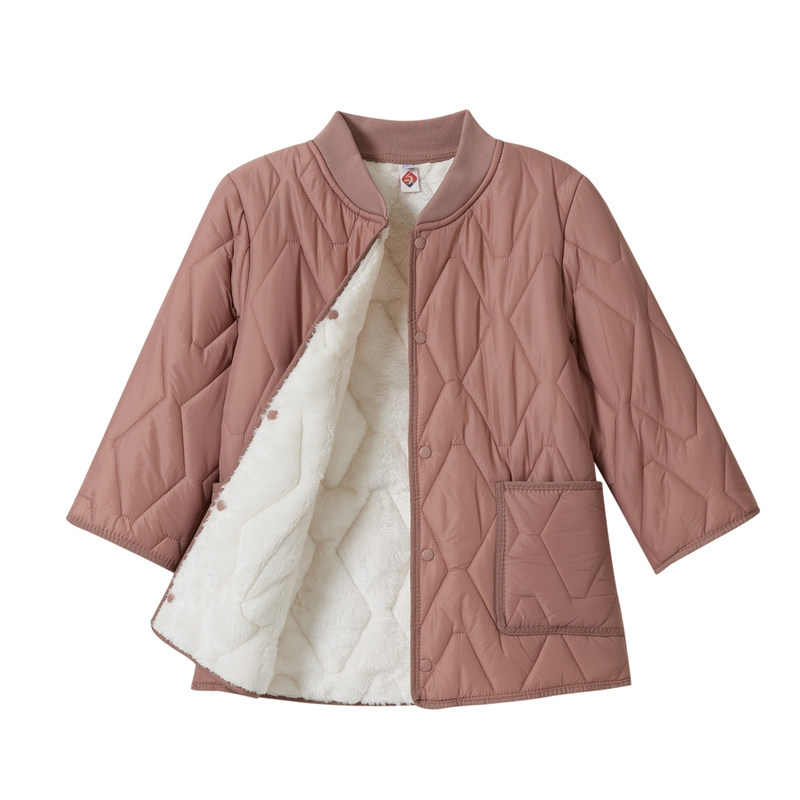 女轻薄保暖加绒七分袖家居棉服