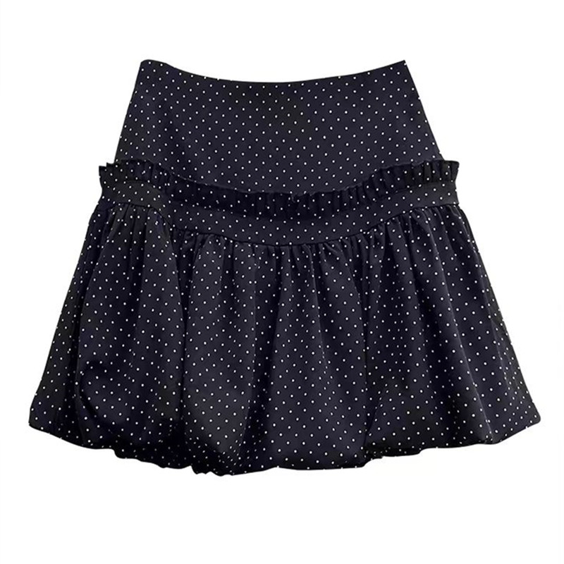辣妹波点蓬蓬花苞裙半身裙女夏季新款小个子高腰时尚显瘦a字短裙