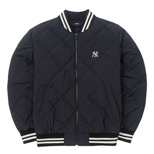 25新款MLB情侣羽绒服男女NY鹅绒菱格棒球服运动棉羽外套3ADJV4156
