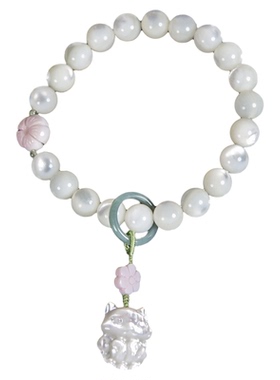 天然珍珠母贝白狐狸胭脂螺手链串