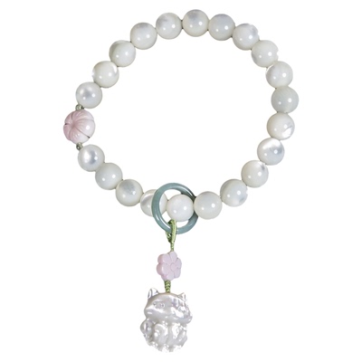 天然珍珠母贝白狐狸胭脂螺手链串