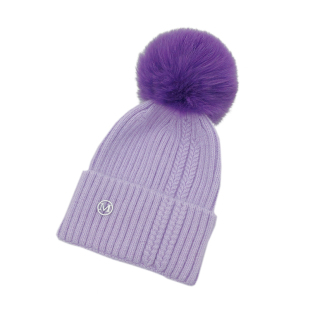 法国M标兔绒狐狸毛球帽子女秋冬季ins百搭保暖羊毛针织套头帽男潮