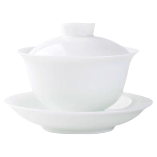 薄胎冰玉瓷三才盖碗茶杯家用陶瓷功夫茶具单个手工白瓷泡茶碗套装