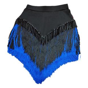 火叶花拉丁舞练功服管珠双层流苏成人闪亮小短艺考舞蹈演出半身裙