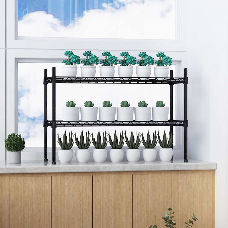 黑色铁艺双层花架窗台阳台室内小花架绿植盆栽多肉小花架