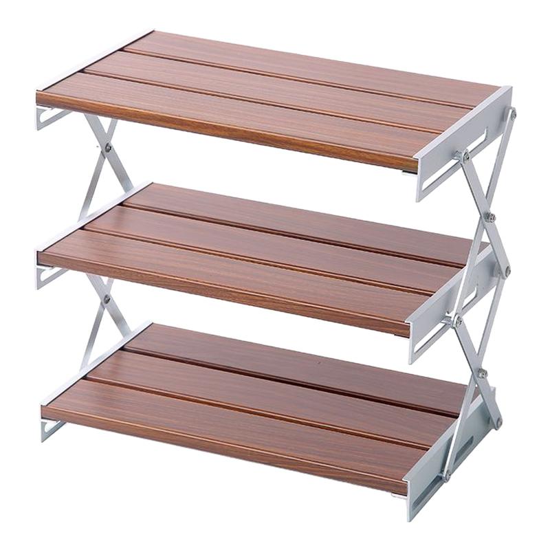 户外露营铝合金属三层折叠置物架多功能桌面可伸缩便携收纳折叠架