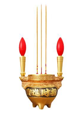 纯供奉黄铜电子香烛台室内电香炉
