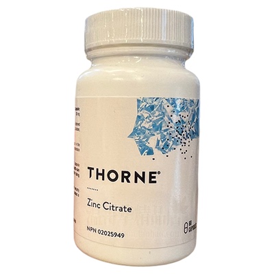 加拿大Thorne Zinc悦恩柠檬酸锌胶囊60粒成人补锌剂补锌片
