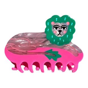 RTEP 小众设计ins艺术系外星飞碟蛇年狮子醋酸撞色彩色鲨鱼夹抓夹