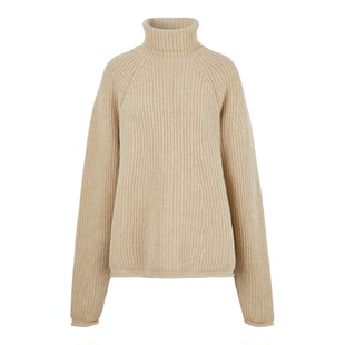 【折扣】HALFBOY 秋冬女罗纹绵羊毛羊绒混纺高领毛衣