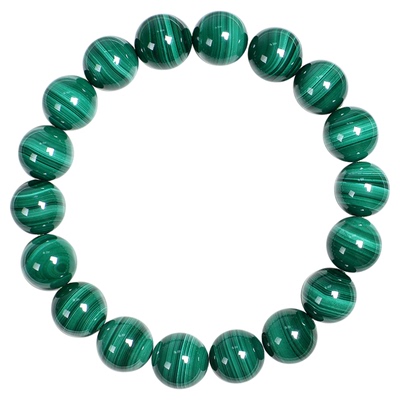 收藏级千层纹孔雀石圆珠手串