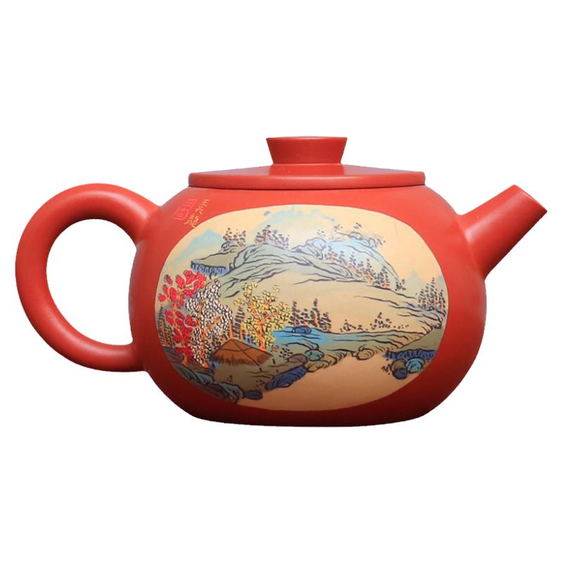 复烧云南建水紫陶红色茶壶山水壶