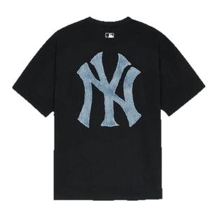 MLB 26春季官方正品同款情侣仿牛仔老花男凉感短袖女宽松T恤TSM05