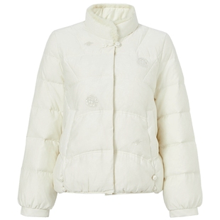 马天奴2025冬季新款中式立领绣花水貂毛羽绒服短款保暖时尚百搭