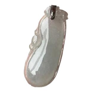 缅甸玉缅甸天然翡翠吊坠A货浅白色白冰福瓜挂件吊坠一物一证