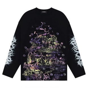 【明星同款】WE11DONE男女同款裂纹logo长袖T恤打底衫