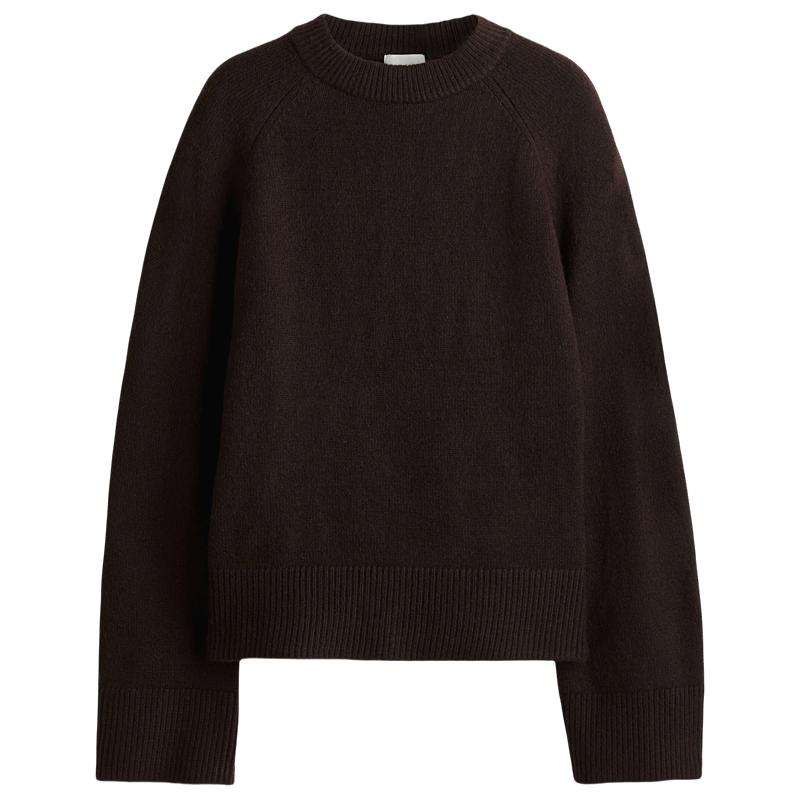 HM女装毛针织衫2025秋季新款宽松柔软圆领保暖休闲套衫1295267