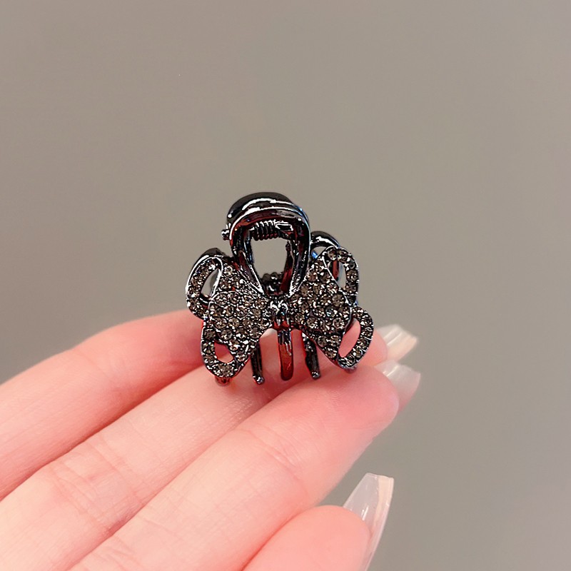 韩国精致水钻蝴蝶结抓夹小号鲨鱼夹浏海夹子网红发夹半夹发夹头饰