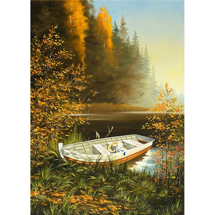 唯美行画自然风景油画现代装饰画画心 客厅走廊墙壁挂画画芯定制