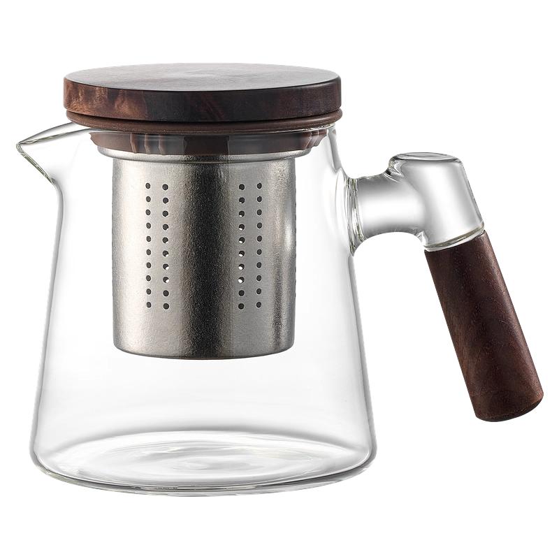【纯钛内胆】耐热玻璃侧把泡茶壶