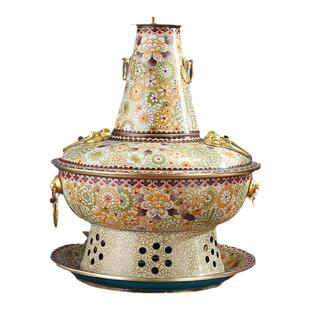 景泰蓝铜火锅电炭两用家用加厚纯紫铜老北京插电铜火锅锅具