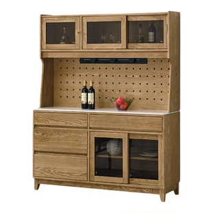 北欧简约白蜡木实木厨房餐厅餐边柜置物架收纳柜高低柜酒柜6斗柜