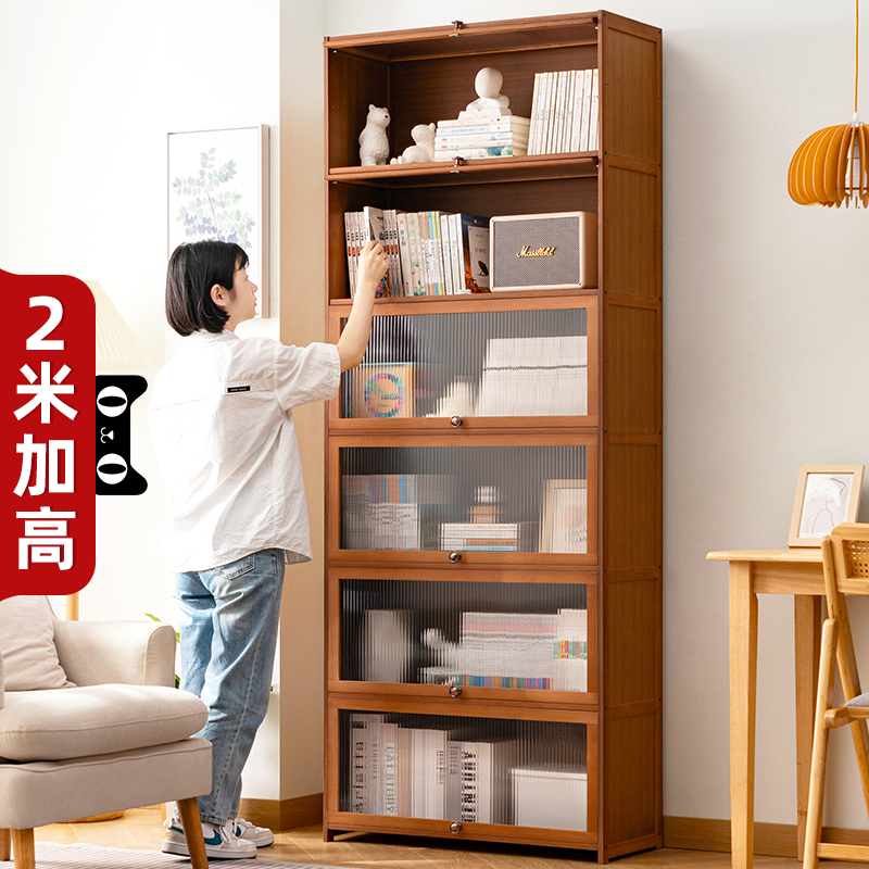 书架落地置物架书柜子家用儿童客厅靠墙杂物柜实木简易卧室展示柜
