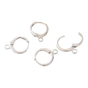 14K包金带开口吊耳夹手工diy耳饰配件基础款白金色耳扣耳环材料