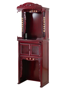 家用财神龛供桌简约现代新中式实木立柜双位观音供奉柜子财神爷桌