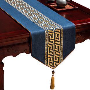 中式禅意桌旗高档轻奢茶桌垫布茶几盖布茶巾防水茶席茶台布艺长条