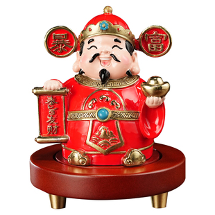 奉旨发财铜财神爷摆件店铺前台收银台办公室桌面招财装饰开业礼物