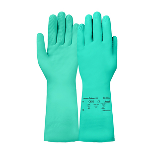 安思尔37-176耐酸碱溶剂防化耐油污工业劳保防护用品丁腈橡胶手套