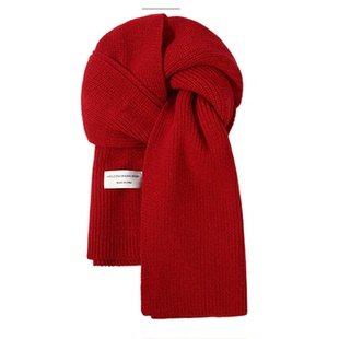 鬼怪同款红色围巾女冬季圣诞新年加厚保暖针织围脖百搭氛围感披肩