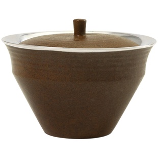 纯银999纯手工盖碗包银杯主人杯家用陶瓷功夫茶具粗陶手抓壶 南息