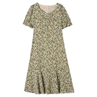 奥特莱斯品牌折扣 HH夏装新款撤柜正品 五分袖碎花紧身裙子连衣裙