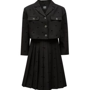 Vero Moda奥莱连衣裙2024秋冬新款短款单排扣吊带百褶两件套裙子