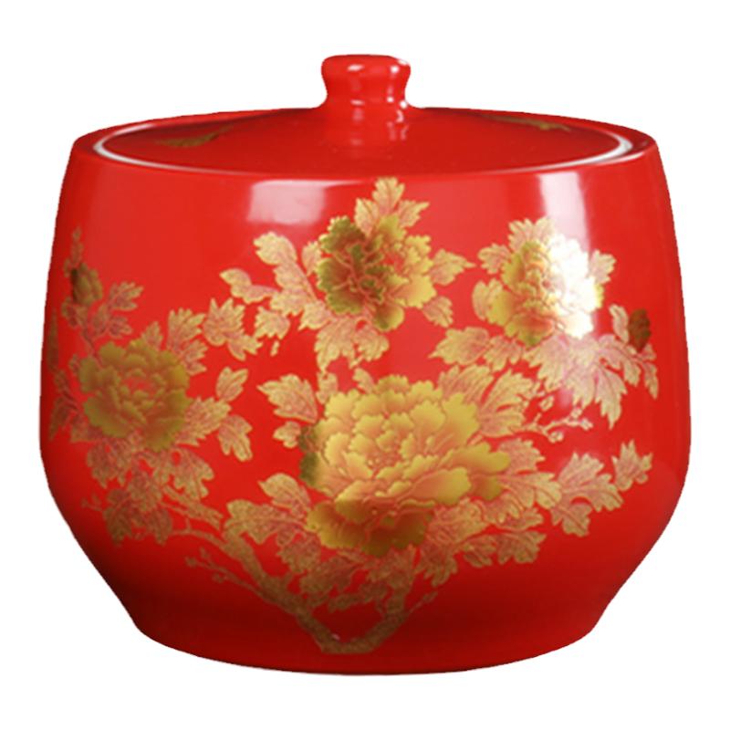 景德鎮(zhèn)陶瓷米缸家用帶蓋10斤20斤裝密封桶防潮防蟲米罐面粉缸米桶