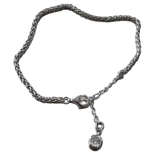 hellojune S925银 叠戴手链蛇链 做旧复古圆珠银手链 满钻款